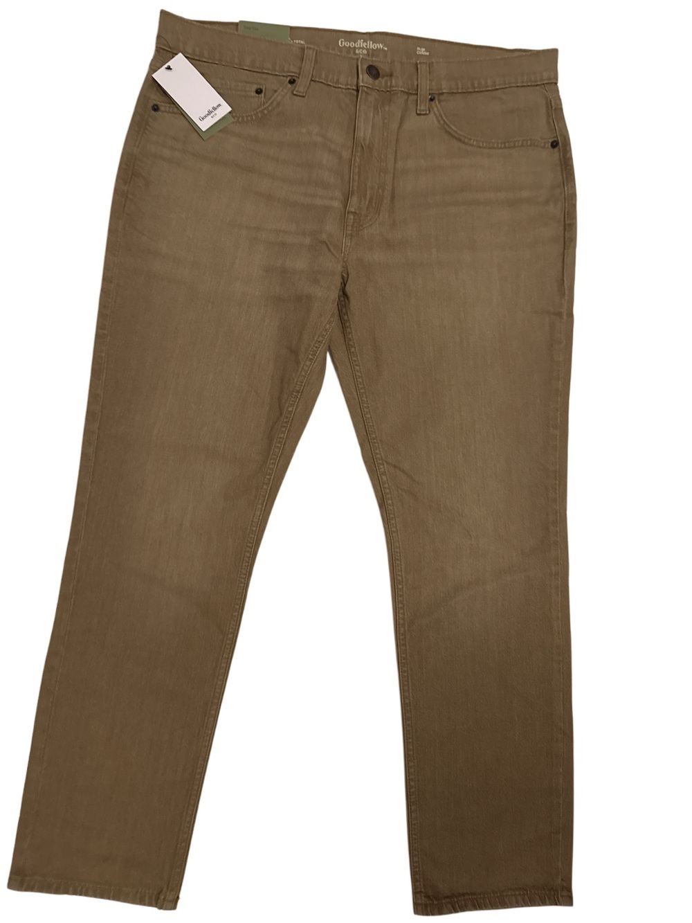 NWT!! Goodfellow & Co Men's total flex Slim Fit Jeans - Tan, 38W, 30L